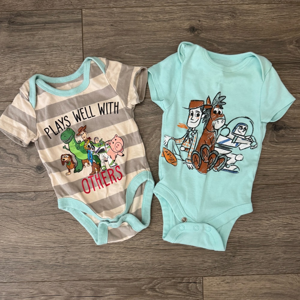 (2) Disney Baby Toy Story Onesies Newborn